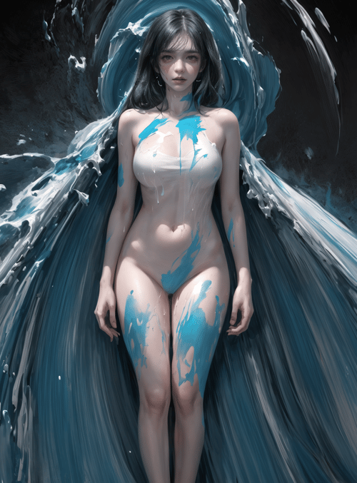 woman, water, art