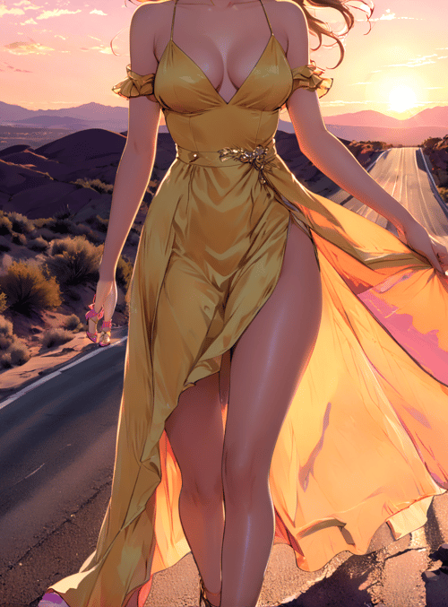 woman, dress, desert