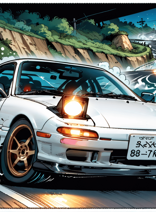 car, road, tire, suspension, license plate, headlight, mountain, trees, windshield, steering wheel