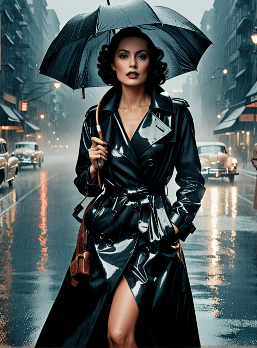 woman, umbrella, rain