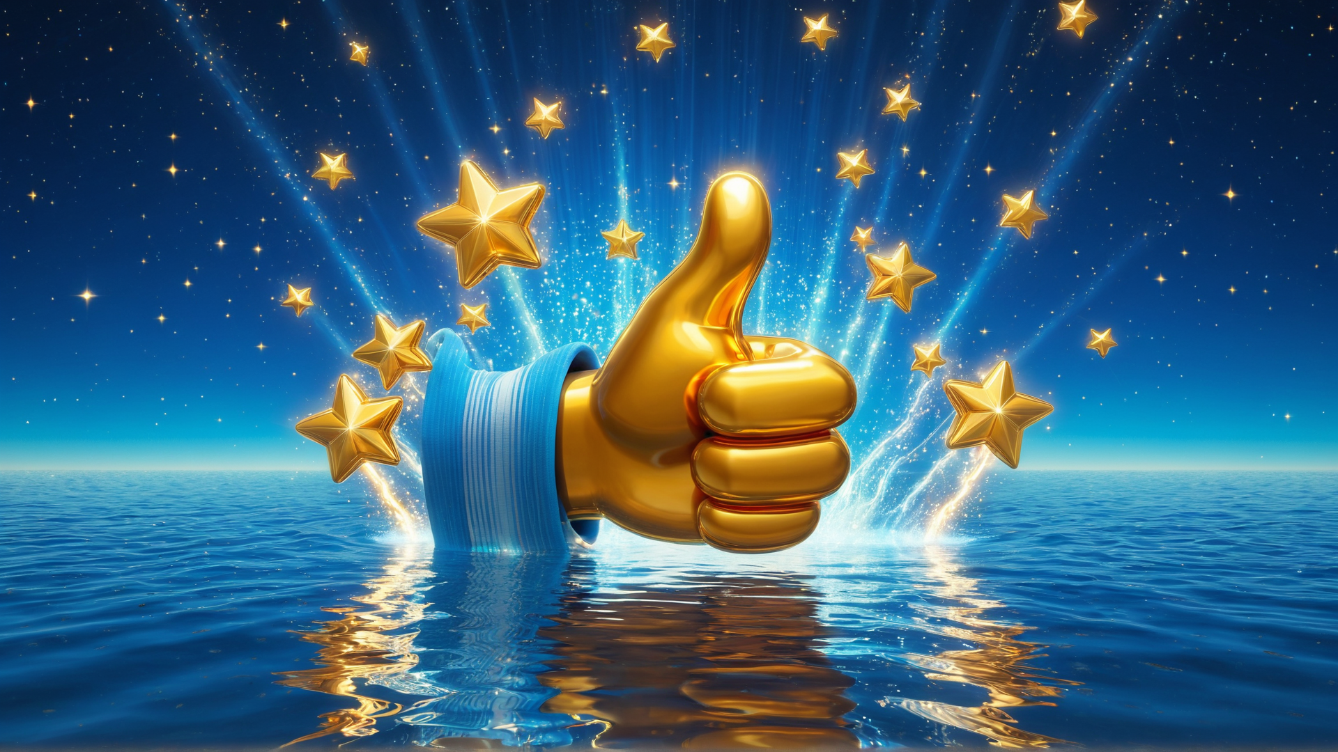 AI generated wallpaper featuring hand, stars, water
