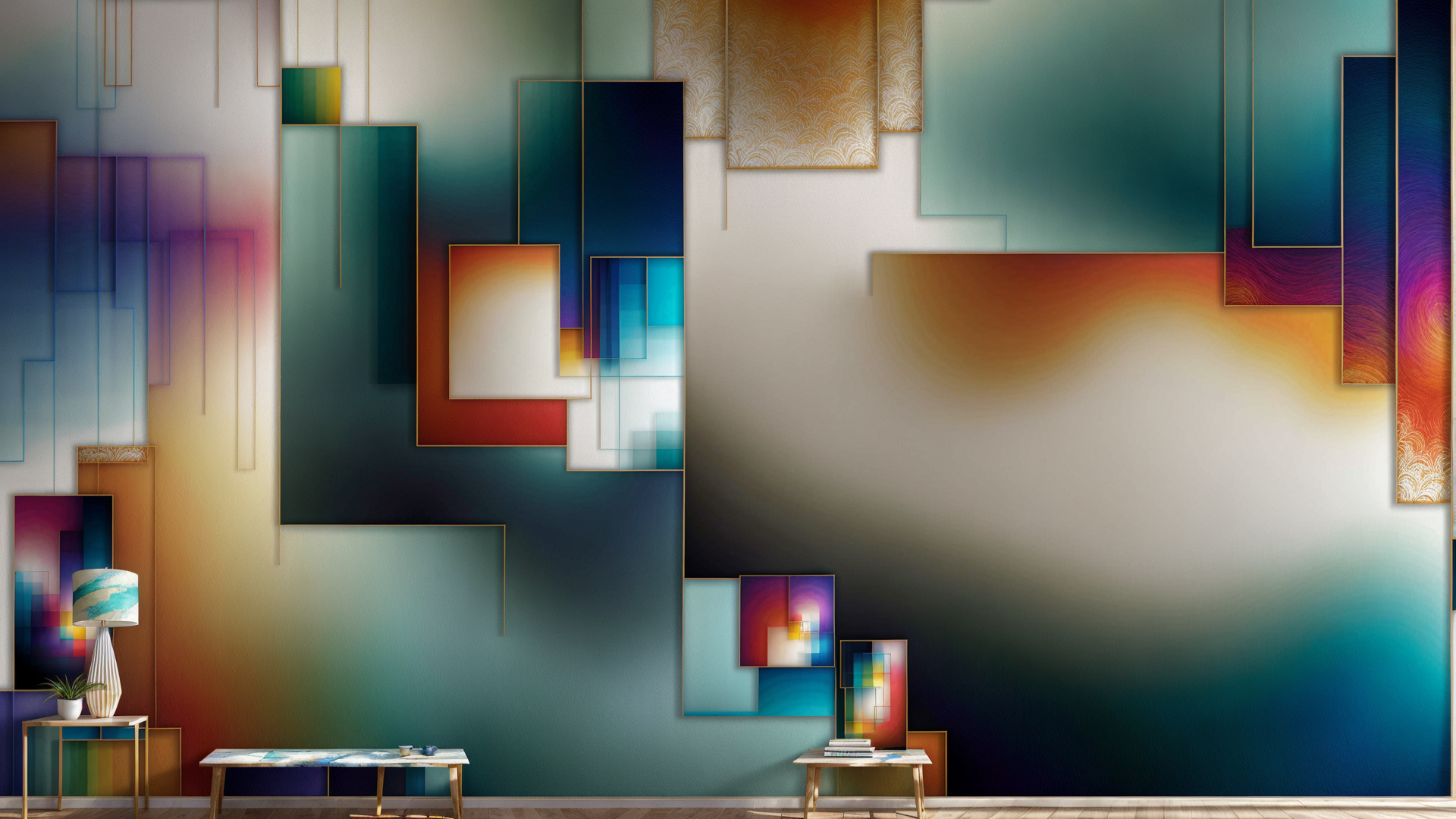 AI generated wallpaper featuring wallpaper, art, interior