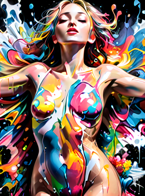 woman, paint, splash, art, figure