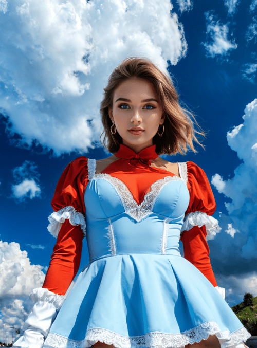 woman, dress, sky