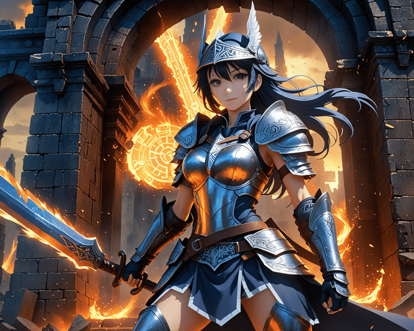 AI generated wallpaper featuring warrior, sword, armor