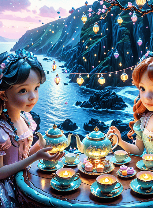 girls, teapot, tea party