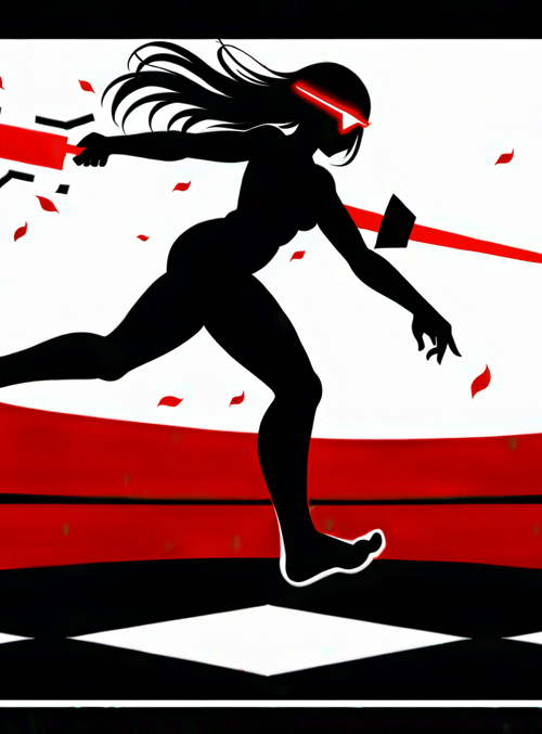 silhouette, woman, swords