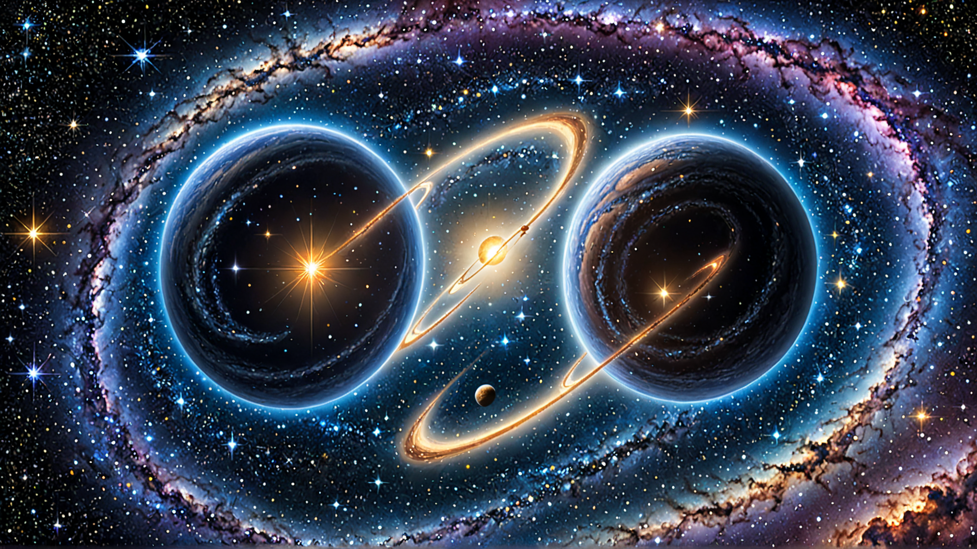 AI generated wallpaper featuring planets, galaxy, stars