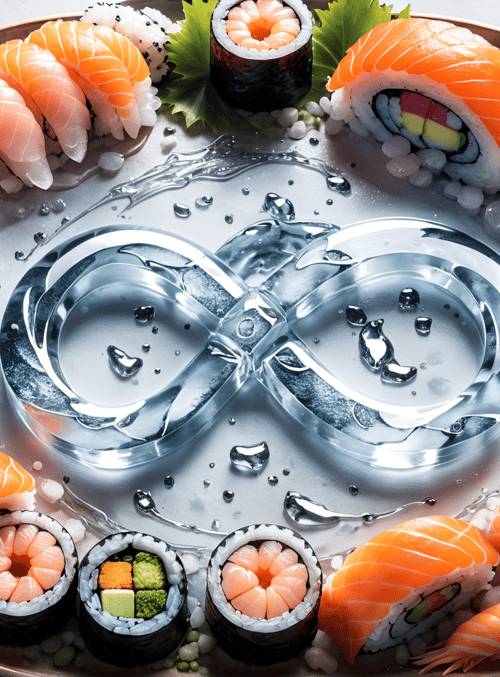 sushi, ice, plate