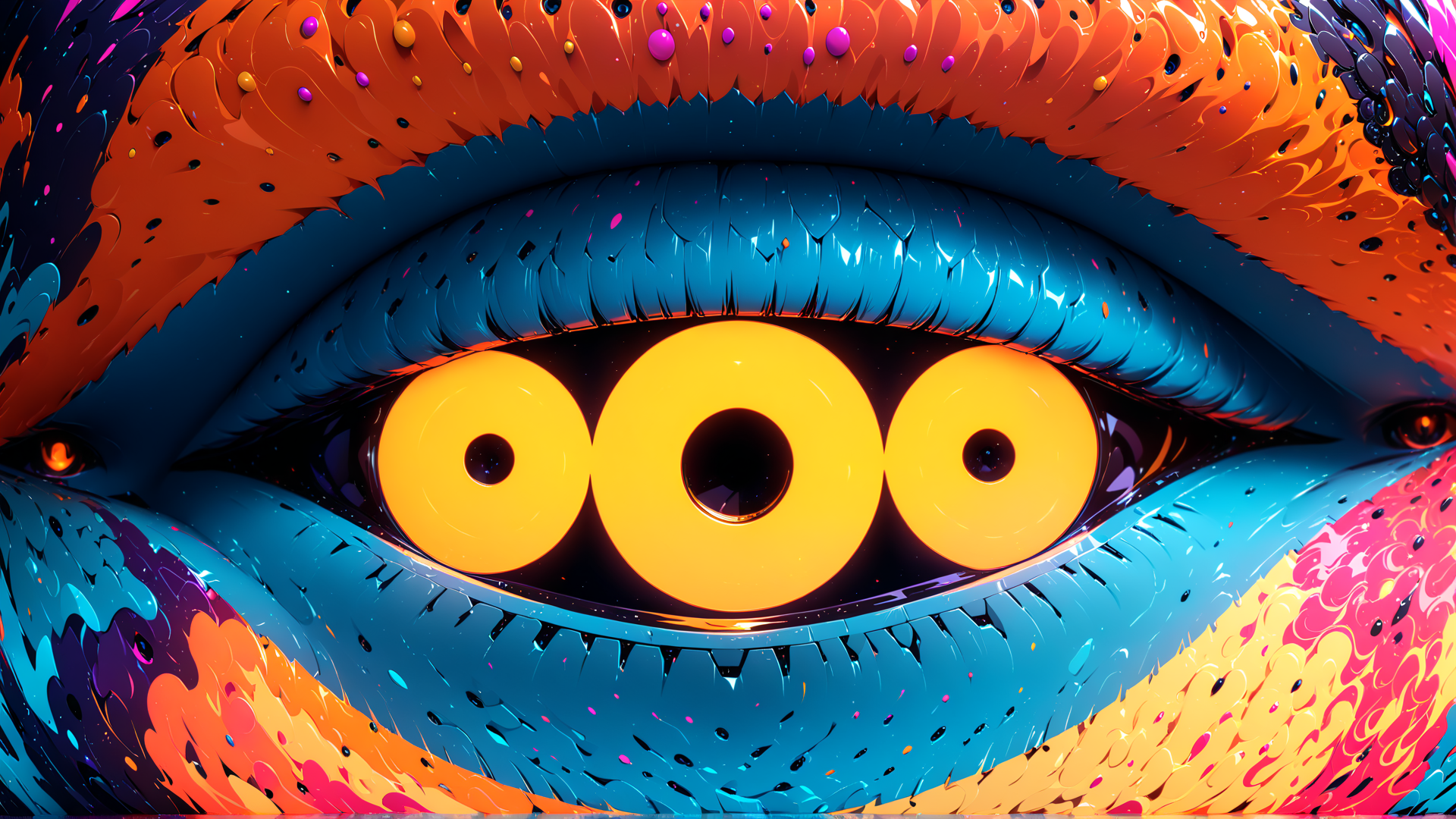 AI generated wallpaper featuring eye, surreal, creature