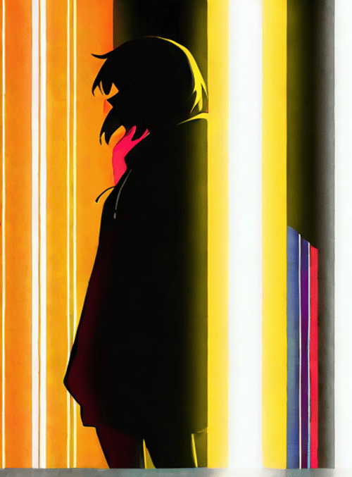 silhouette, person, neon