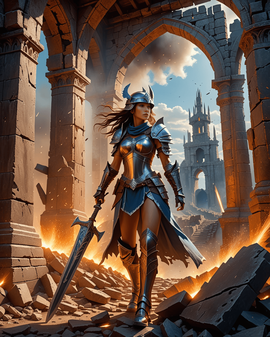 AI generated wallpaper featuring warrior, armor, sword