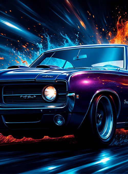 car, muscle car, fire, water, speed