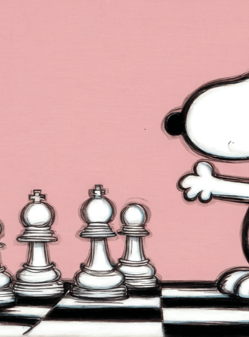 snoopy, chess pieces, chessboard