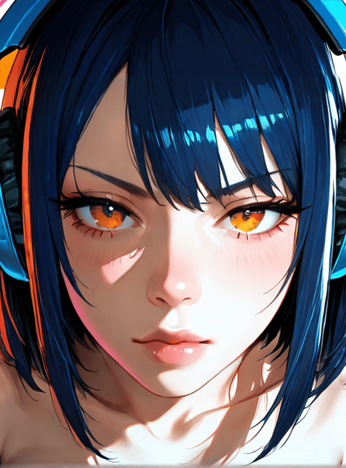 girl, headphones, anime, cyberpunk