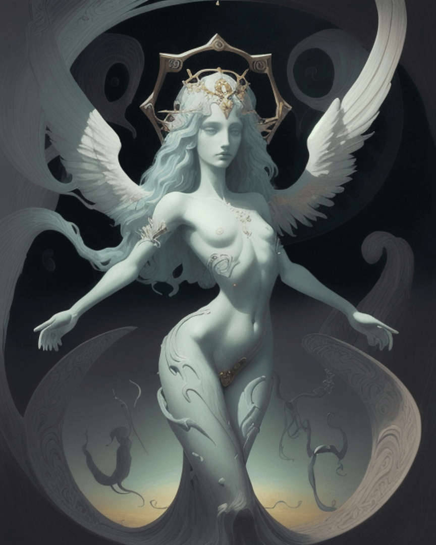 AI generated wallpaper featuring angel, goddess, mermaid