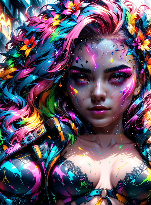 woman, cyberpunk, neon