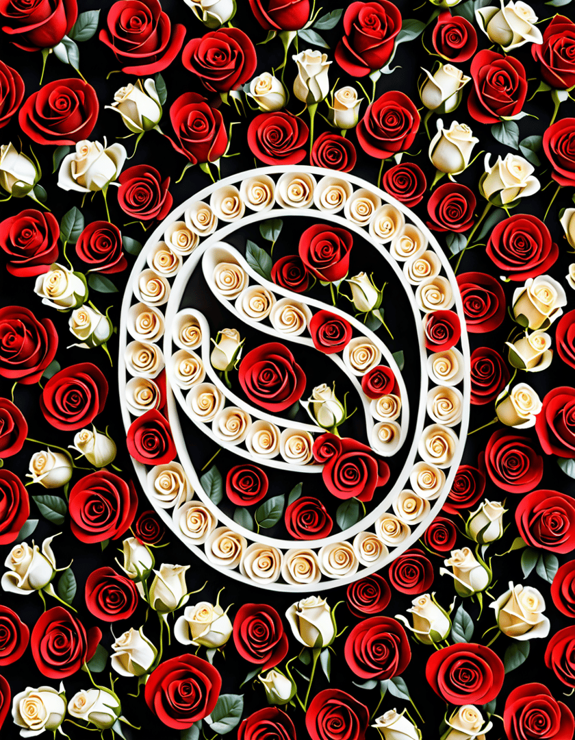 AI generated wallpaper featuring roses, swirl, flower