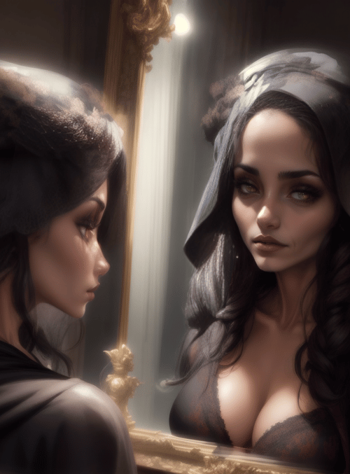 woman, mirror, reflection