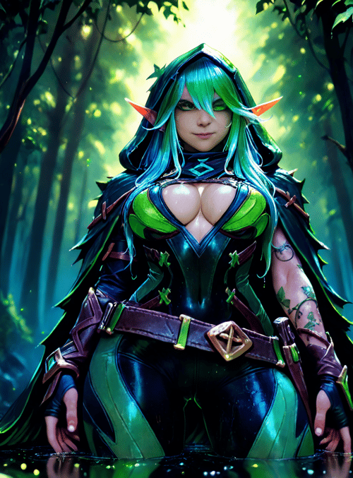 elf, woman, forest