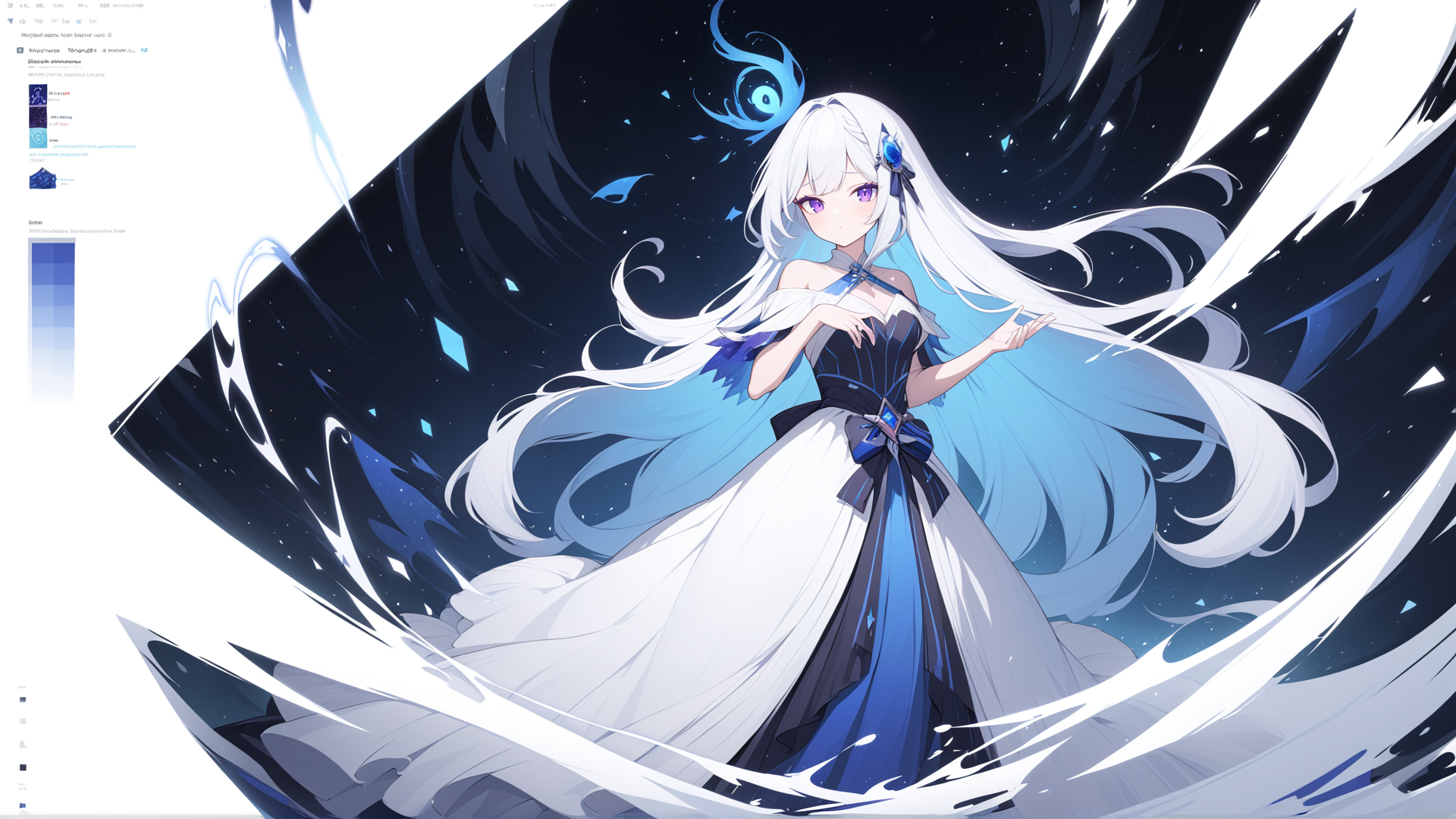 AI generated wallpaper featuring anime girl, dress, feathers