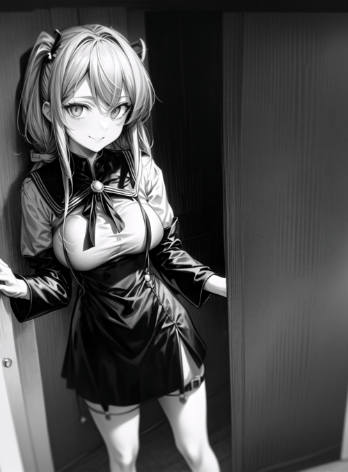 anime girl, school uniform, door