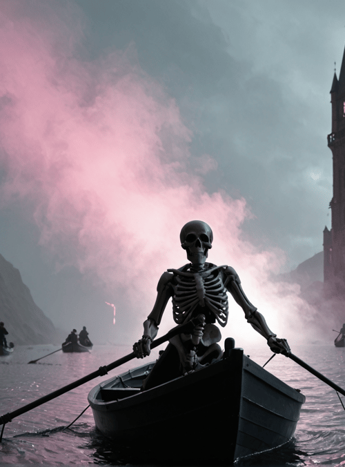 skeleton, boat, castle