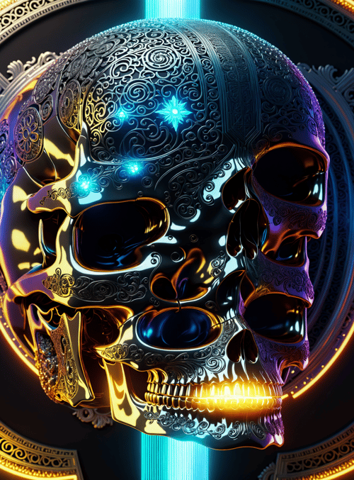 skull, ornament, circuit