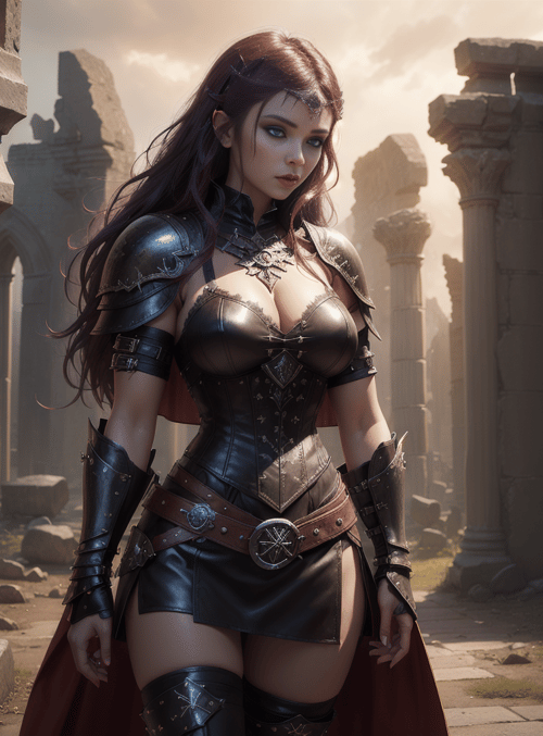warrior, woman, armor