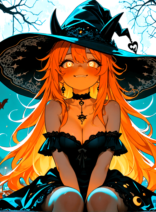 witch, pumpkin, bat, tree, lantern, candy, moon, girl, halloween, costume
