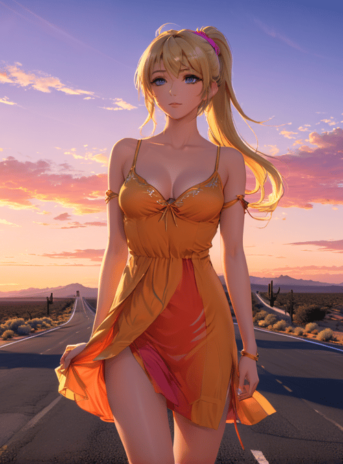 woman, desert, road