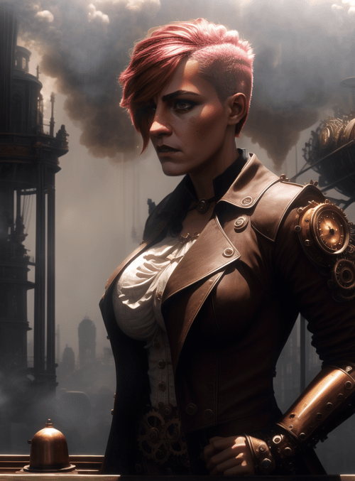 woman, steampunk, industrial