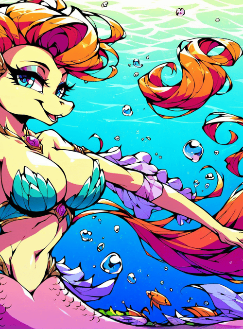 mermaid, fish, bubbles, seaweed, water, scales, hair