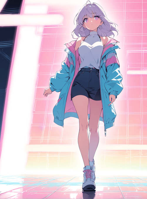 anime girl, cyberpunk, fashion