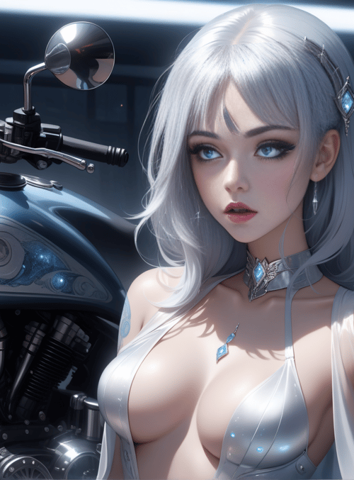 woman, motorcycle, lantern