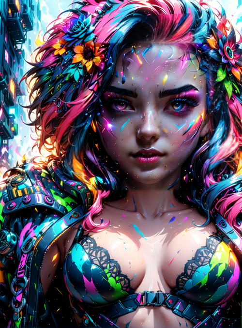 woman, cyberpunk, city