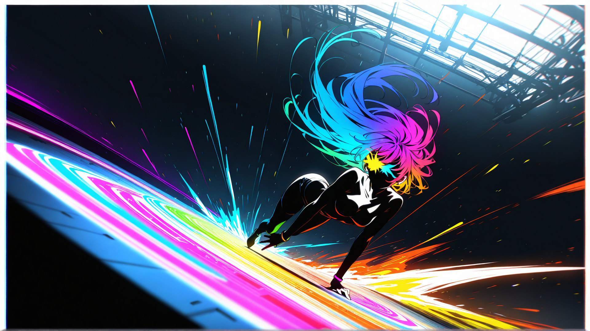 AI generated wallpaper featuring figure, surfer, anime