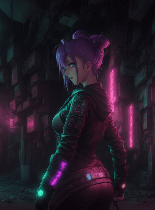 cyberpunk, woman, neon