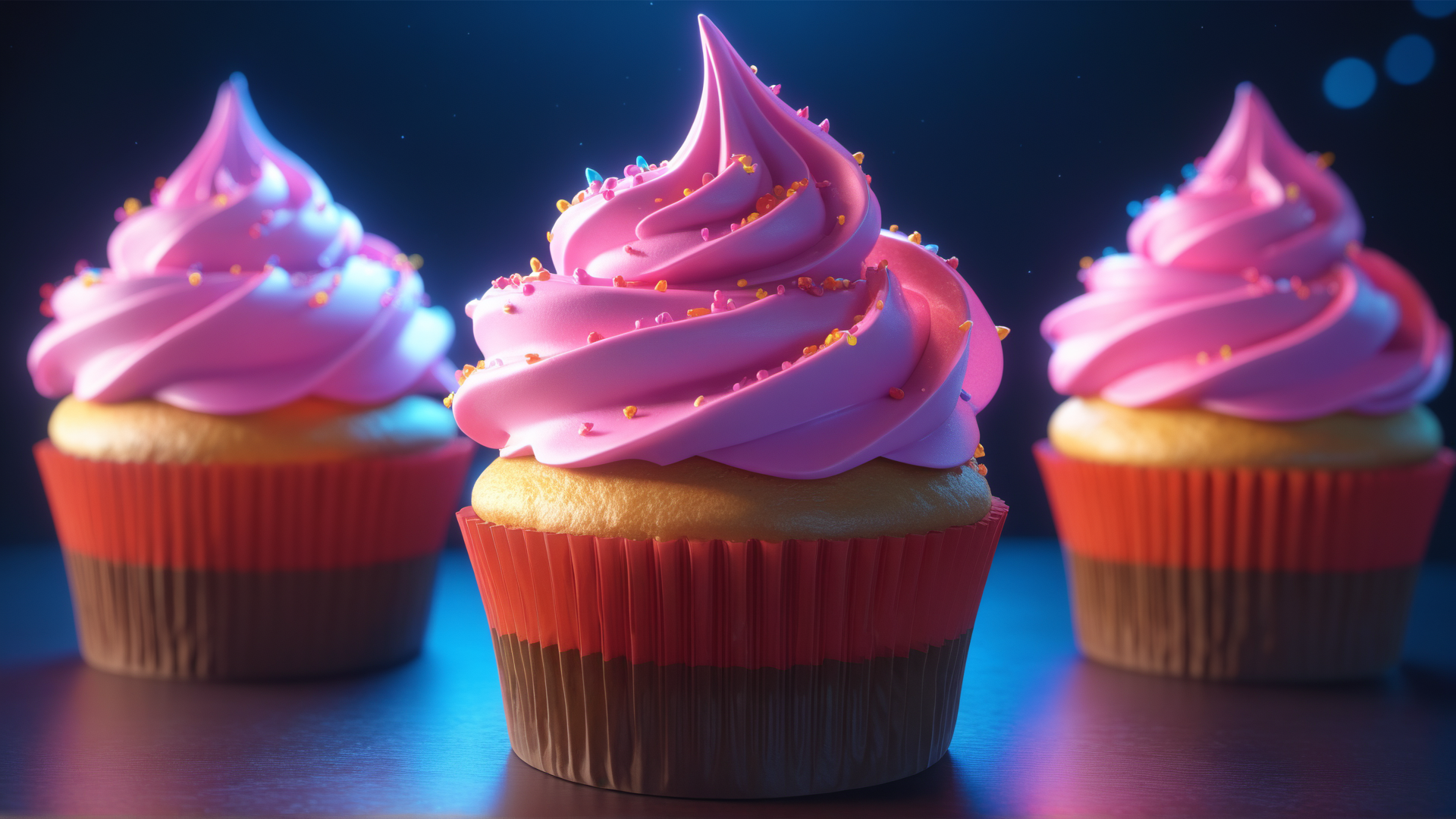AI generated wallpaper featuring cupcakes, cake, dessert