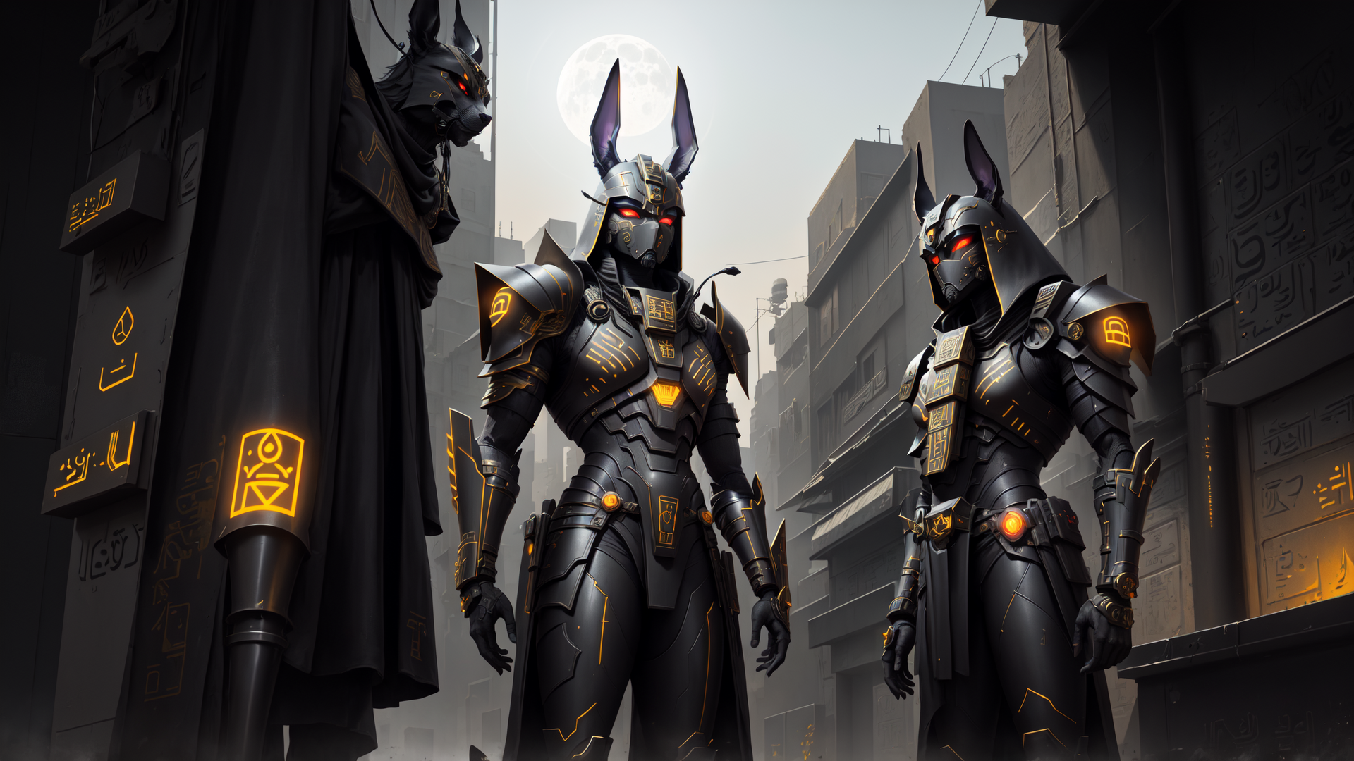AI generated wallpaper featuring warriors, rabbits, armor