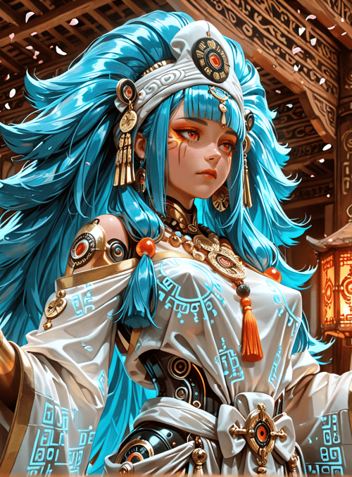 woman, ancient, oracle, chinese, goddess, spirit, deity, figure, art, digital