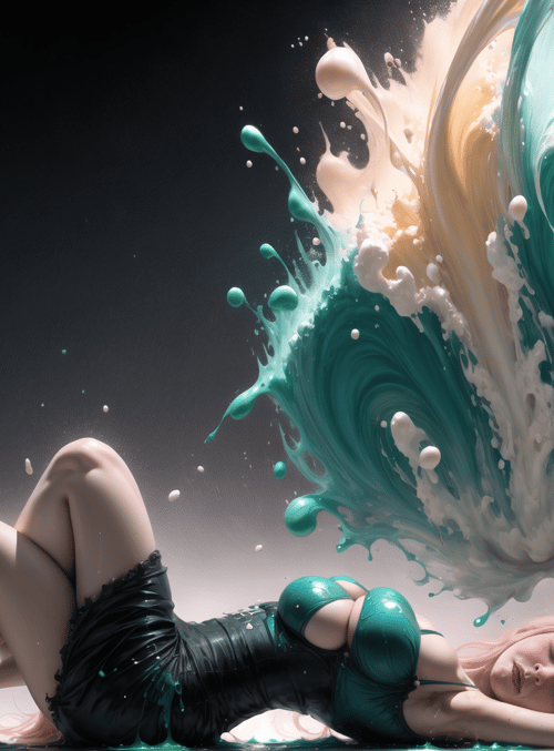 woman, paint, wave