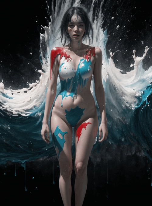 woman, paint, water