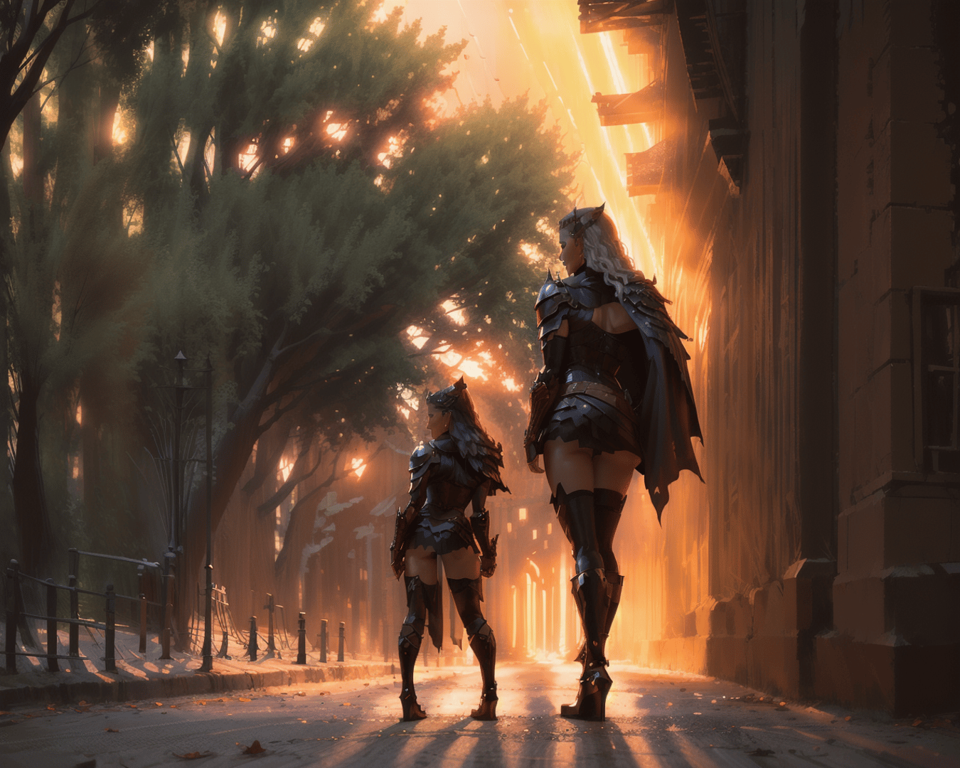 AI generated wallpaper featuring warriors, armor, swords