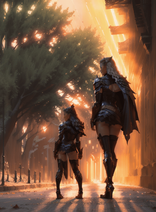 warriors, armor, swords