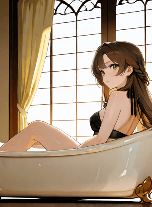 anime girl, bathtub, bathroom