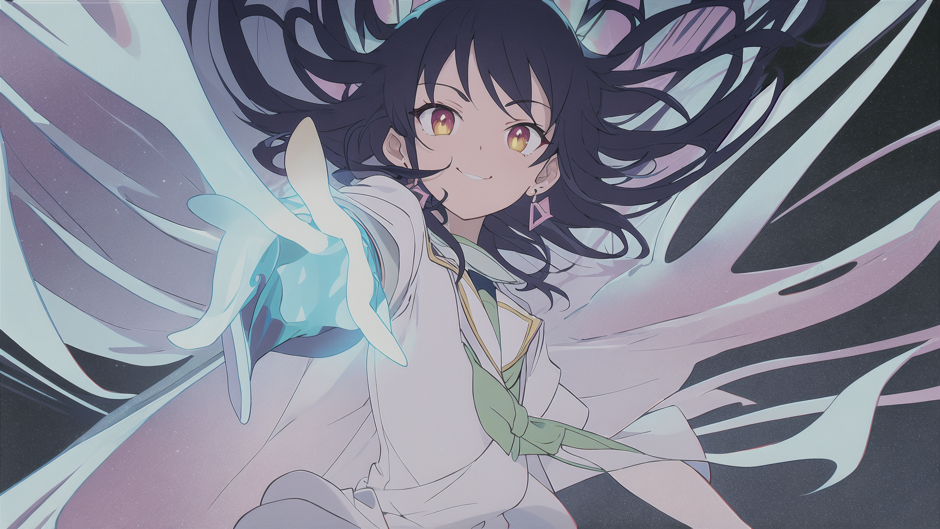 AI generated wallpaper featuring anime girl, wings, hair