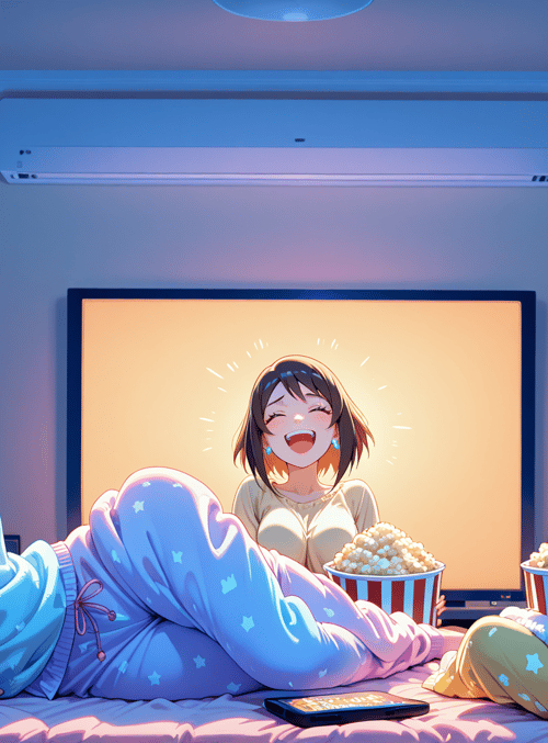 girls, popcorn, tv