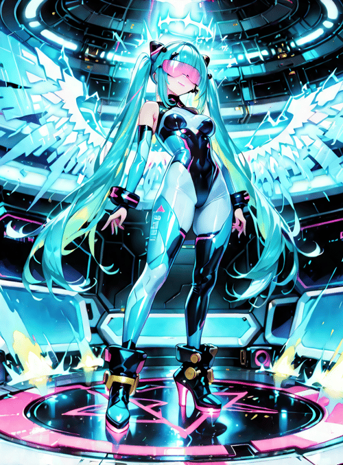 cyberpunk girl, anime character, virtual idol