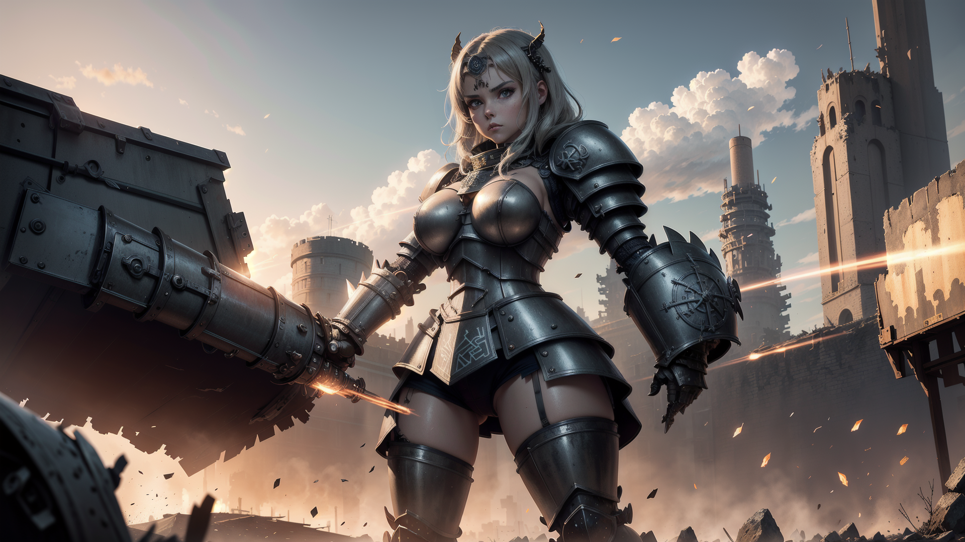 AI generated wallpaper featuring warrior, armor, mecha